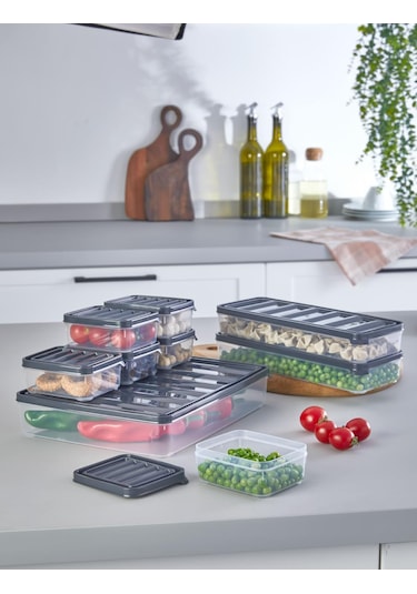 9'lu Set Buzdolabı Organizeri 1x2500ml, 2x1000ml, 6x250ml