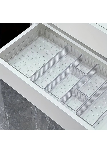 Dashanshop Transparan M Plastik Çekmece Saklama Kutusu Çok Bölmeli Hafif Banyo Organizer Şeffaf