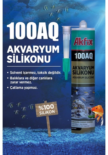 100aq Akvaryum Silikonu 280 ML Siyah