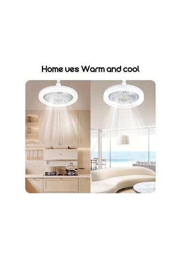 Cordial Kristal Şeffaf Abajurlu İç Mekan Aydınlatma Vantilatör 2si 1 Arada Tavan Akıllı Fan Lambası Uzaktan Kumandalı 360 Dönebilen Led Tavan Vantilatörü 3 Hız Ayarlı