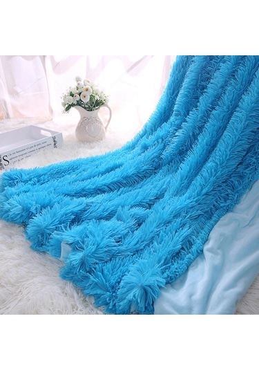 Beyaz Battaniye Suni Kürk Battaniye Yatak Battaniyesi Shaggy Polyester Sıcak Tutma S