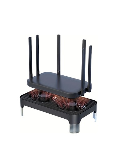 Xuweiwei Usb Çift Fanlı Siyah Router Soğutma Tabanı Sessiz Hızlı Soğutma Wıfı Router Standı Dayanıklı Plastik Tasarım