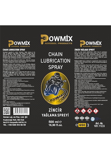 Powmix Zincir Yağlama Spreyi 500 ml.