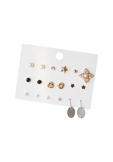 Wezone Kadınlar İçin 9 Çift Renkli Taki Alloy Mumluklı İki Mənşəli Gümüş Renkli Küçük Kolye Seti Diğer