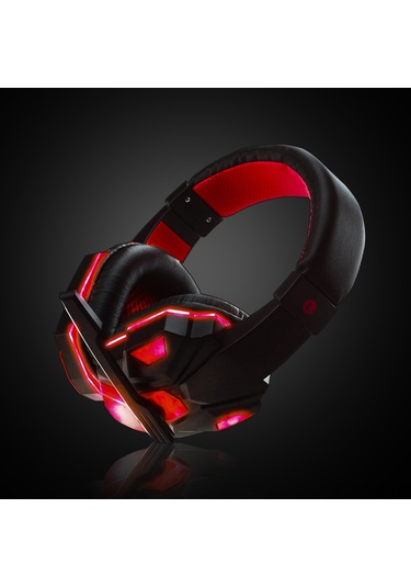 Vkemall Oyuncu Kulaklığı, 40mm Stereo Ses, Gürültü Engelleme Mikrofon, Usb+3.5mm Bağlantı, Soluk Işık Efekti, Siyah+mavi