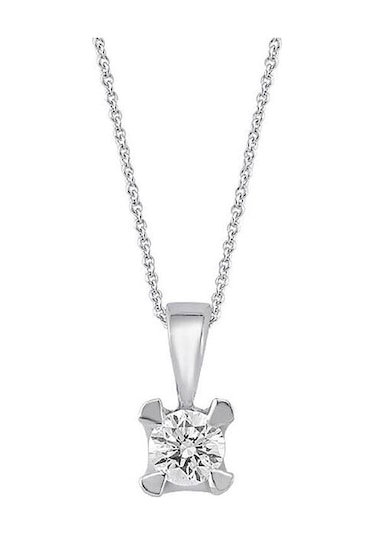 0.10ct Karat E-f Vs Pırlanta Üçgen Tırnak Tektaş Kolye