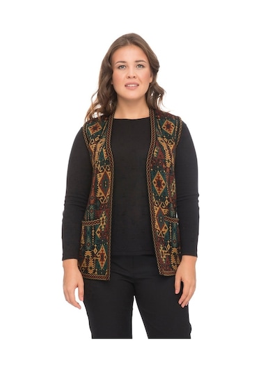 Uludağ Triko Kadın Kilim Desen Yelek / Ana