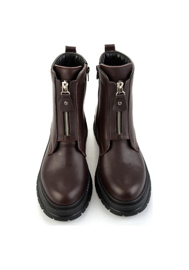 Kahve Hakiki Deri Kadın Bot & Bootie K02286089903 Kahve