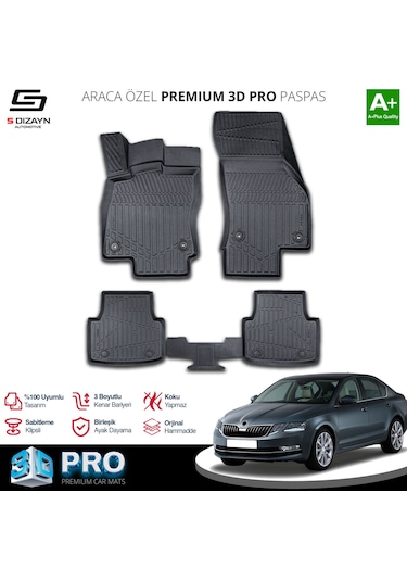 S-dizayn Skoda Octavia 3d Pro Havuzlu Paspas 2017-2020 A+ Kalite