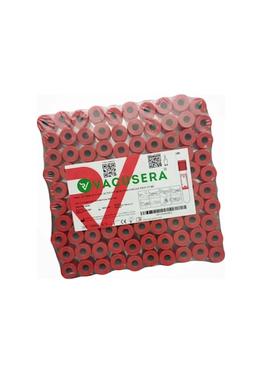 Vakumlu Boş Kan Alma Tüpü Kırmızı Kapak 9 Ml - 100'lü Paket