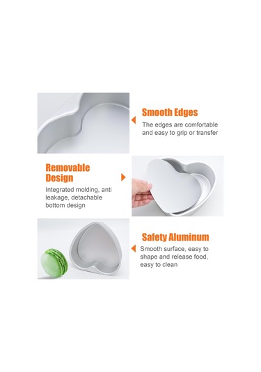 İnç Kalp Şeklinde Kek Kalıbı, Alüminyum Kalp Kek Kalıbı Gümüş