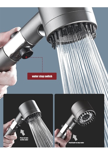 Yaozixa Yüksek Basınçlı Masajlı Duş Başlığı - Filtreli, Derin Temizlik Ve Rahatlama Sağlar Koyu Gri
