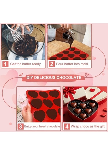 Besthome1 3'lü Kalp Şekilli Silikon Pişirme Kalıbı - Kolay Çıkarma, Fırın/buzdolabı Uyumlu Çok Renkli