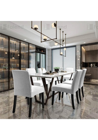 Faiend Yıkanabilir Likralı Esnek Lastikli Sandalye Kılıf Örtü Beyaz