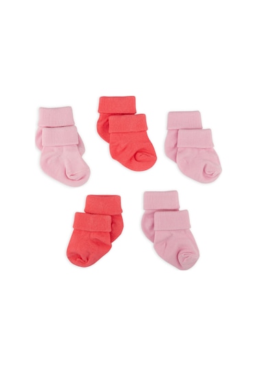 Novibaby 5'li Bambu Yenidoğan Bebek Çorap I Rose I 0-6 ay "Karışık Renkli"
