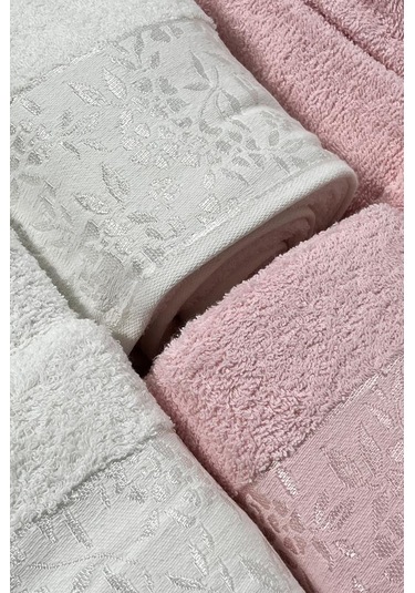 Platin Jakarlı 10 Parça Aile Bornoz Takımı Krem Pudra Çok Renkli