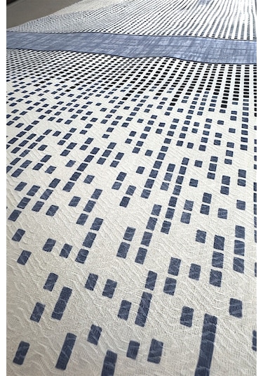 Alla Turca Çift Kişilik Modern Mozaik Desenli Pike İndigo 200x240 Cm %100 Pamuk Mavi