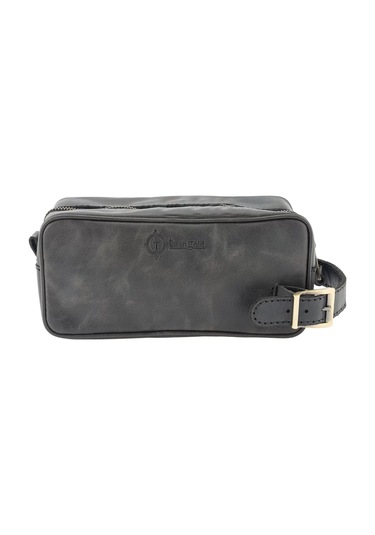 Twingold İsme Özel Dopp Kit Kişisel Bakım Ve Seyahat Çantası - %100 Rainbow Deri - Ac14004 - Antrasit Antrasit