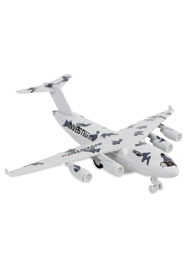 Diecast Metal Askeri Kargo Uçağı Gri Sesli Işıklı