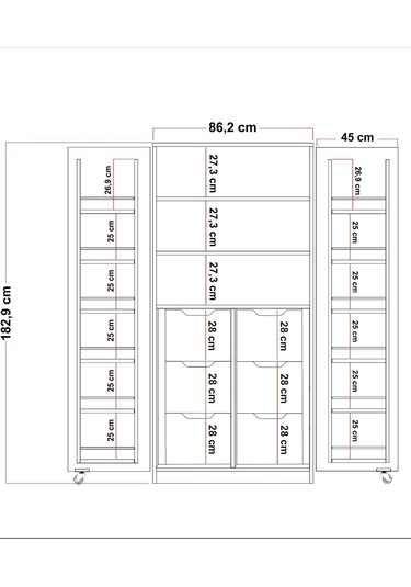 165 Derece Açılabilir 2 Kapaklı, 6 Çekmeceli, Kavanoz Raflı Kiler Ve Erzak Mutfak Dolabı Atlantik Çam
