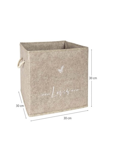 Keçe Raf Organizer, Raf Düzenleyici Saklama Kutusu, Bej, 30 X 30 X 30 Cm, 27 Litre Desenli