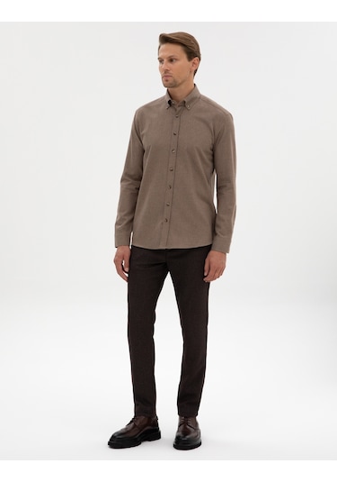 Pierre Cardin Erkek Vizon Gömlek Desenli 50311380-vr052 Vizon