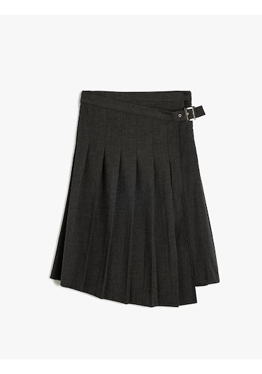 Koton Pileli Etek Toka Detaylı Antrasit 5wkg70020aw Antrasit