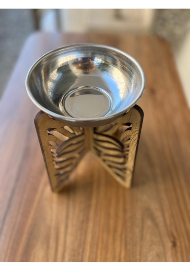 Modern Tasarımlı Ahşap Evcil Hayvan Mama Kabı Tekli