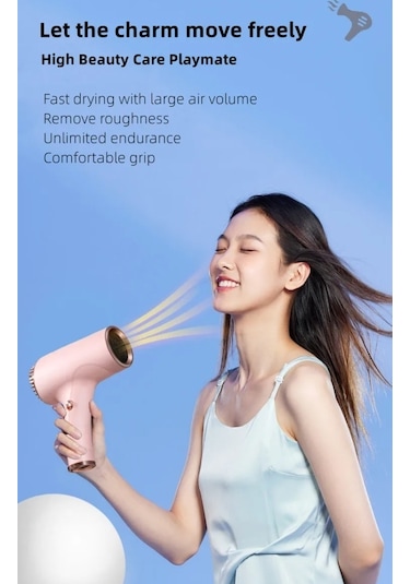Lixiaqu01 Pink Yeni Kablosuz Saç Kurutma Makinesi Yüksek Rüzgar