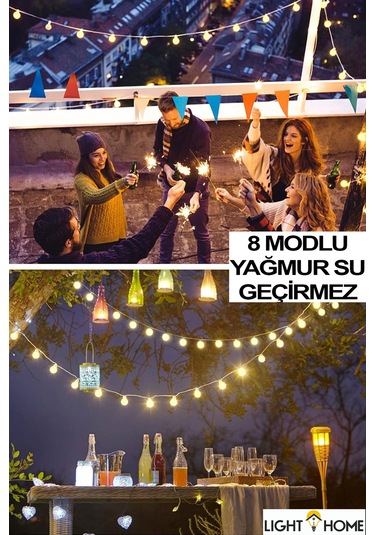 50 Led 7 Metre Sarı Opak Güneş Enerjili Led Işık Solar Bahçe Teras Balkon Ağaç Lambası Aydınlatması