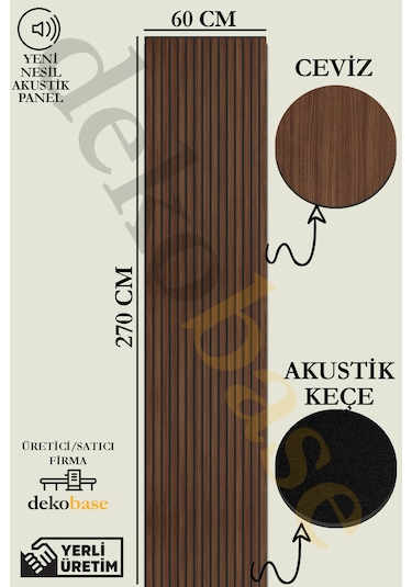 Ceviz 60x270 Yeni Nesil Akustik Ahşap Duvar Paneli