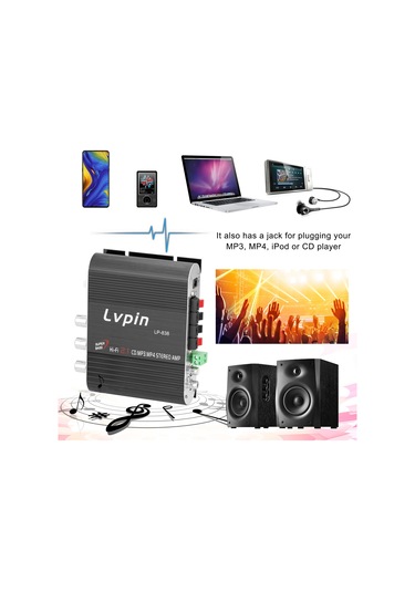 Moveevo Siyah 2.1 Kanal Alüminyum Hoparlör Amfi, 200w Maksimum Güç, Mp3/ipod Girişi, Araç Ve Ev Kullanıma Uygun