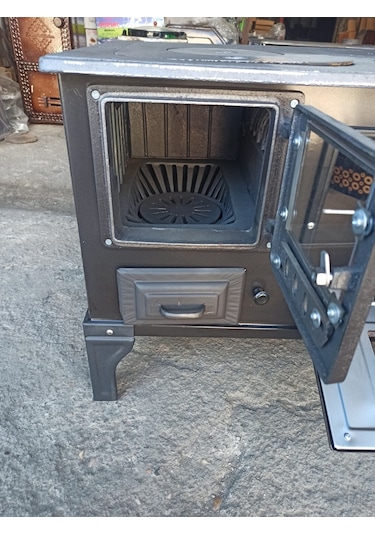 Cam Kapak Takma Ayak Döküm Estetik Kuzine Soba Kömür Odun Sobası
