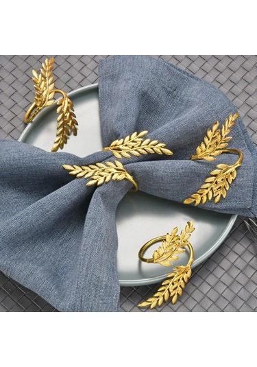 Xindoker "6 Parçalık Lüks Peçete Halkası Seti - Hediye Kutusunda, Yeşil & Altın Renk" Diğer