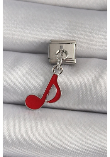 316l Çelik Gümüş Renk Kırmızı Nota Model Nomination Charm Çok Renkli