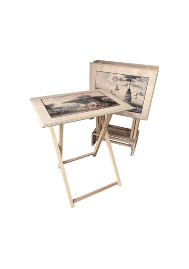 Simitçi Resimli 4'lü Çanta Sehpa Ham&boyasız&cilasız