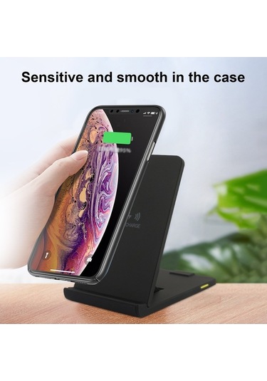 Sandwich 15w Siyah Kablosuz Şarj Cihazı, iPhone Uyumlu & Samsung İçin, Type-c, 3-10mm Mesafede Güvenli, Hızlı Şarj