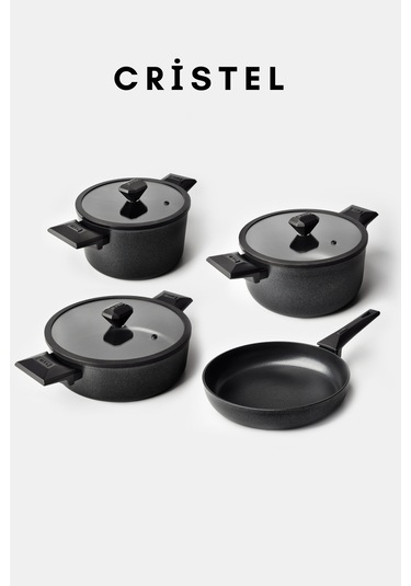 Cristel 7 Parça Tencere Seti Siyah Siyah