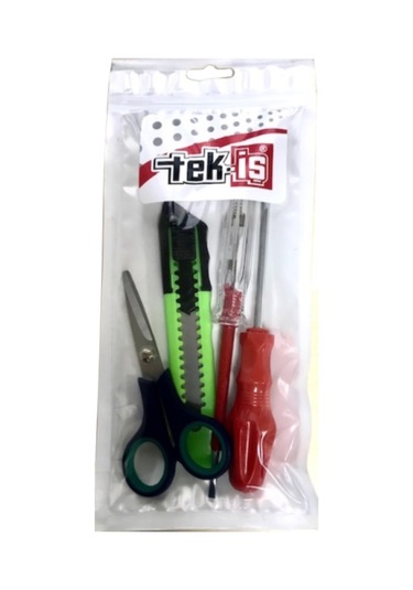 Tek-iş Kontrol Kalemi , Maket Bıçağı , Yıldız Tornavida , Makas Seti 4 Parça