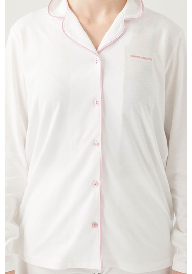 Pierre Cardin 7717 Gömlek Model Kadın Pijama Takım Krem