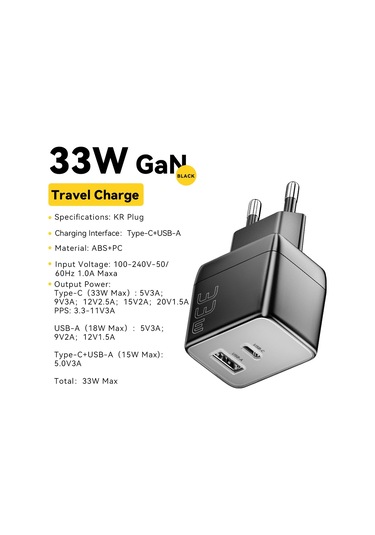 Essageressager 33w Gan Usb-c Pd Hızlı Şarj Cihazı iPhone Uyumlu, Uyumlu, 16/15/14 Pro Max İpad Macbook Samsung S23 Uk Chınadistribütör Garantili