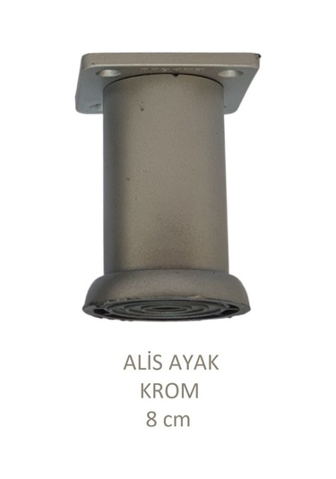 Alis Ayak, Baza Koltuk Dolap Ayağı, Plastik, Krom, 8 Cm, Vidalarıyla Mat Krom