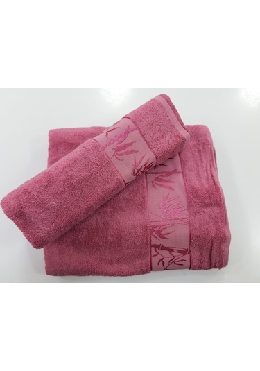 Romans Bambu 2Li Banyo Havlu Takımı Gül Kurusu
