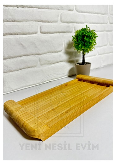 Doğal Bambu Sunum Tepsisi Servis Tabağı, Çok Amaçlı Ahşap Tepsi 28x13 Cm Bambu