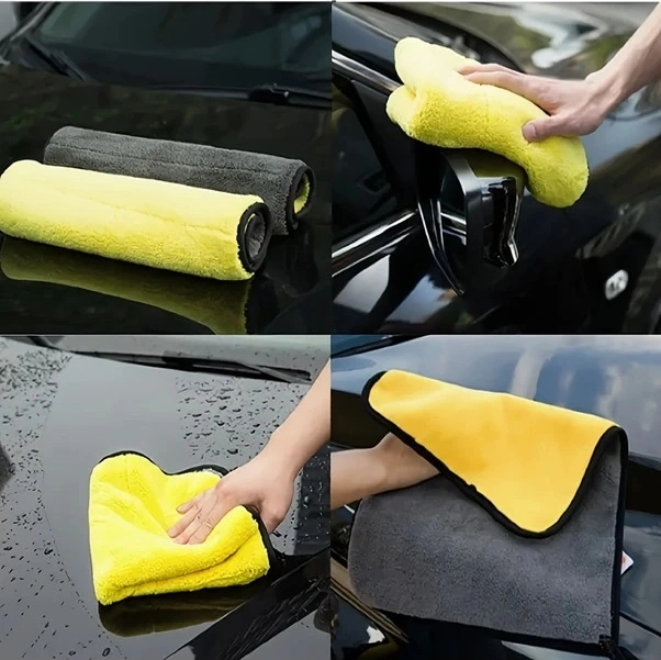 Trendooze Turcoshop11 Mikrofiber Araç Havlusu 11.81x11.81 Sarı Gri Yumuşak