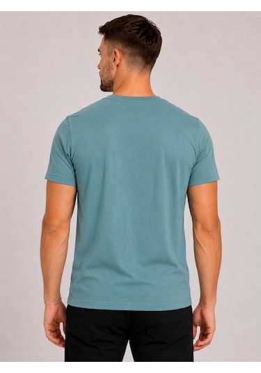 Axxel Erkek Mint Yeşil Pamuklu V Yaka Kısa Kollu T-shirt-d804 Mint Yeşili