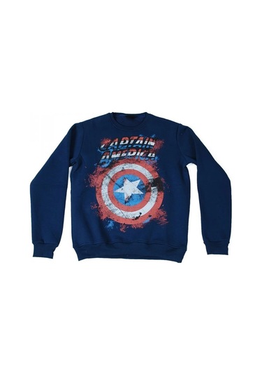Captain America No:3 Sweatshirt Mavi Çok Renkli