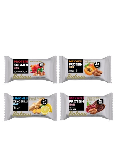 Balanu Protein Bar Seti 55 Gr 4 Farklı Lezzet 2'li Paketler X 4 A