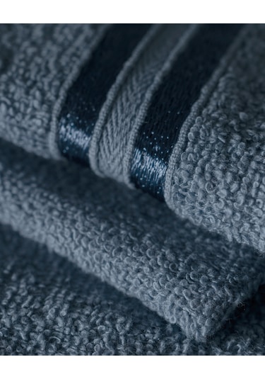Maynor Bordürü Floşlu 2'li %100 Pamuk El Havlusu - Mavi 8684427114414 Mavi