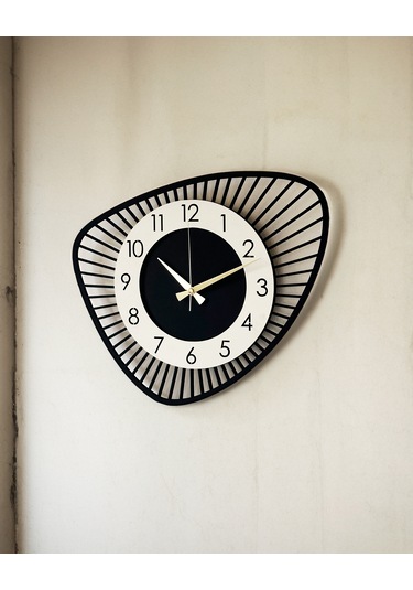 Dekoratif Yeni Modern Bellatrix Ahşap Duvar Saati 48 Cm Siyah - Beyaz
